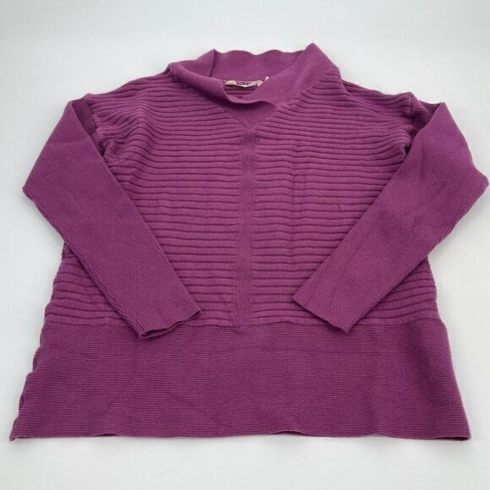 Soft Surroundings Sweater Womens XS Purple Pullover Knit Textured Boho Casual